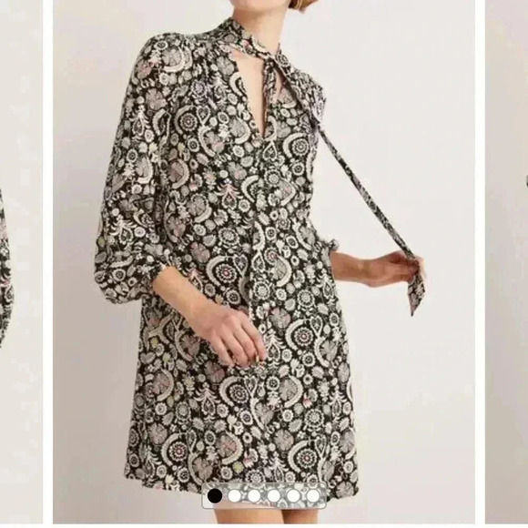 Boden Tie Neck Mini Dress Women's 4R - Picture 2 of 16
